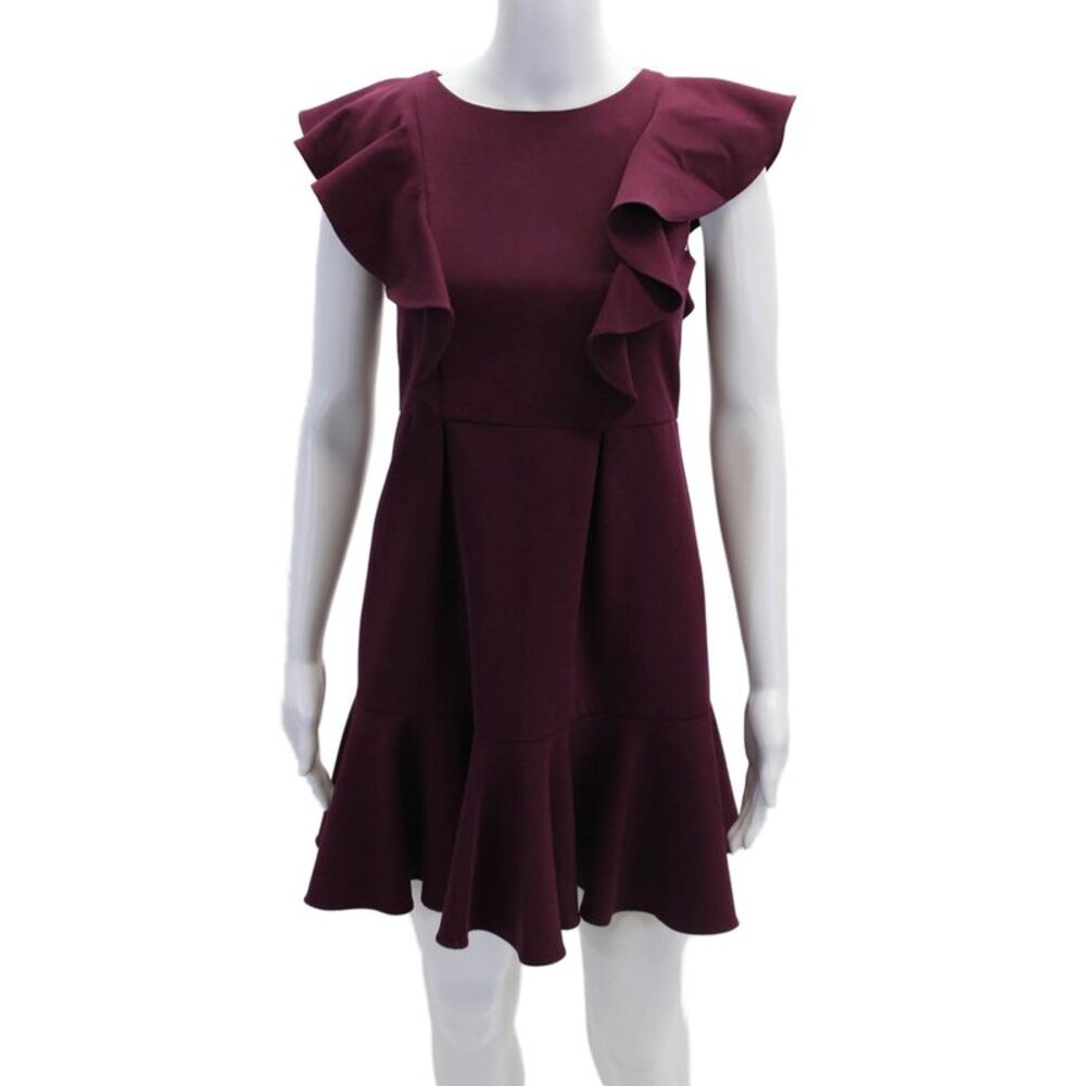 Milly Minis Girls Short Sleeve Zippered Knee Length Dress Red Size 14